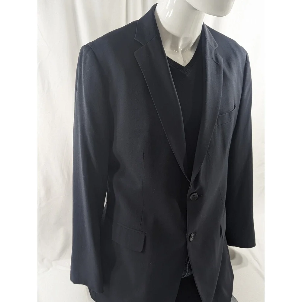 Banana Republic Sport Coat 42R Slim‎ Fit Cerruti Wool Navy Crosshatch Blazer